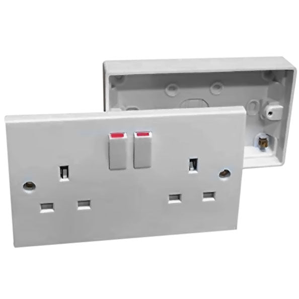 British standard double electric wall switch socket