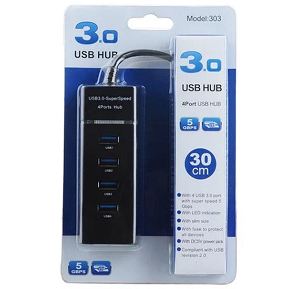 High speed Black 4 port USB 3.0 hub